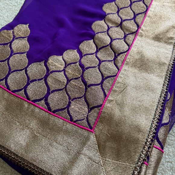 [NEW] Indian Pakistani Sari Saree Blue Purple Magenta Bundle XXS/XS/S - Picture 3 of 14